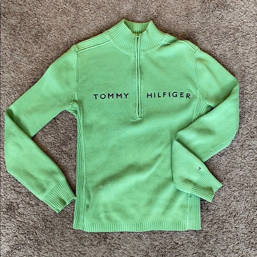 Rare Green Tommy Hilfiger Half Zip Sweater